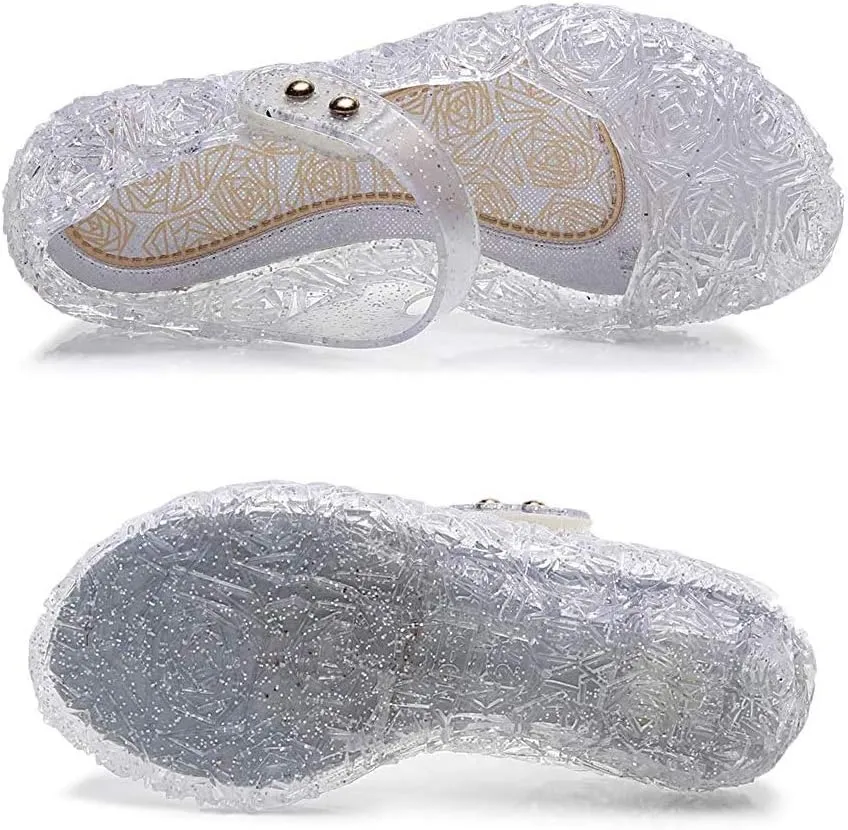 techcity Princess Girls Sandals Dress Up Dance Party Cosplay Jelly Shoes for Kids Toddler Mary Janes
