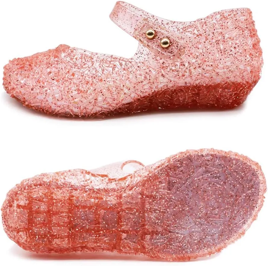 techcity Princess Girls Sandals Dress Up Dance Party Cosplay Jelly Shoes for Kids Toddler Mary Janes