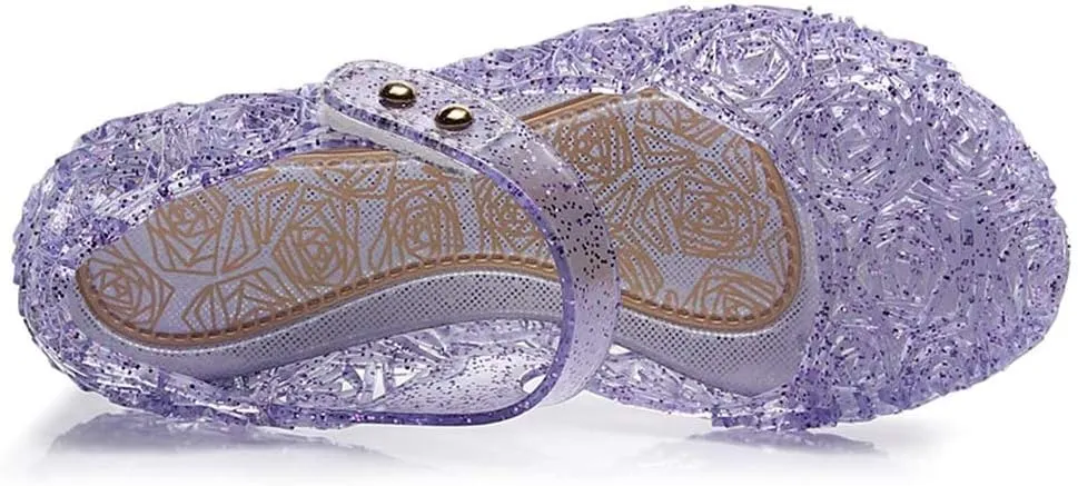 techcity Princess Girls Sandals Dress Up Dance Party Cosplay Jelly Shoes for Kids Toddler Mary Janes