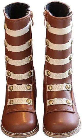 Toddler Little Girls Knee High Fashion Flat Riding Boots Shoes Leather Zipper Winter Boots