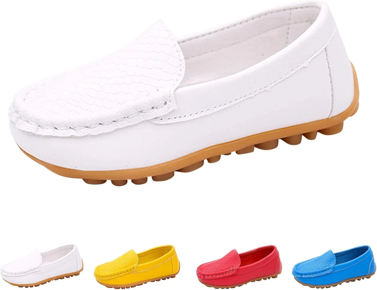 Toddler Little Kid Boys Girls Soft Slip On Loafers Dress Flat Shoes Boat Shoes Casual Toddler Shoes Light up (White, 23)
