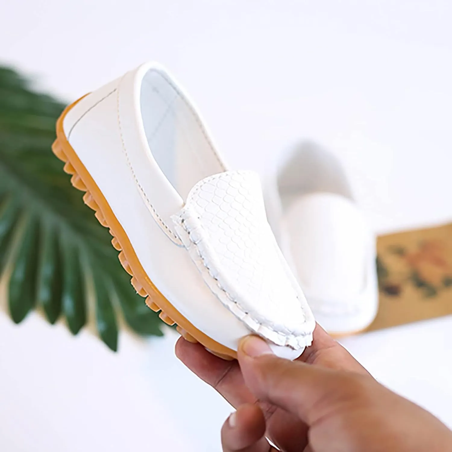 Toddler Little Kid Boys Girls Soft Slip On Loafers Dress Flat Shoes Boat Shoes Casual Toddler Shoes Light up (White, 23)