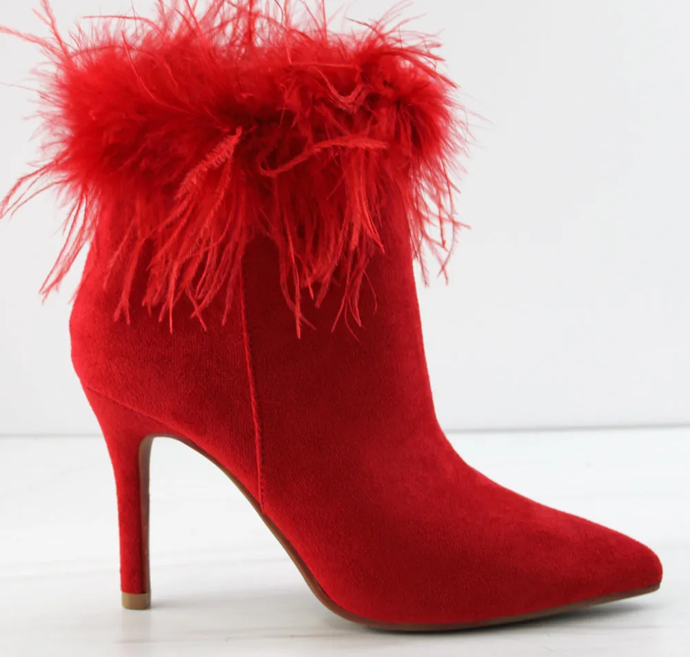 Vienna 99 Women's Fur Lined Pointed Toe Stiletto Heeled Booties