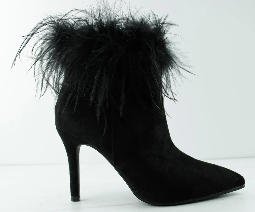 Vienna 99 Women's Fur Lined Pointed Toe Stiletto Heeled Booties