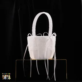 White Flower Girl Basket-508