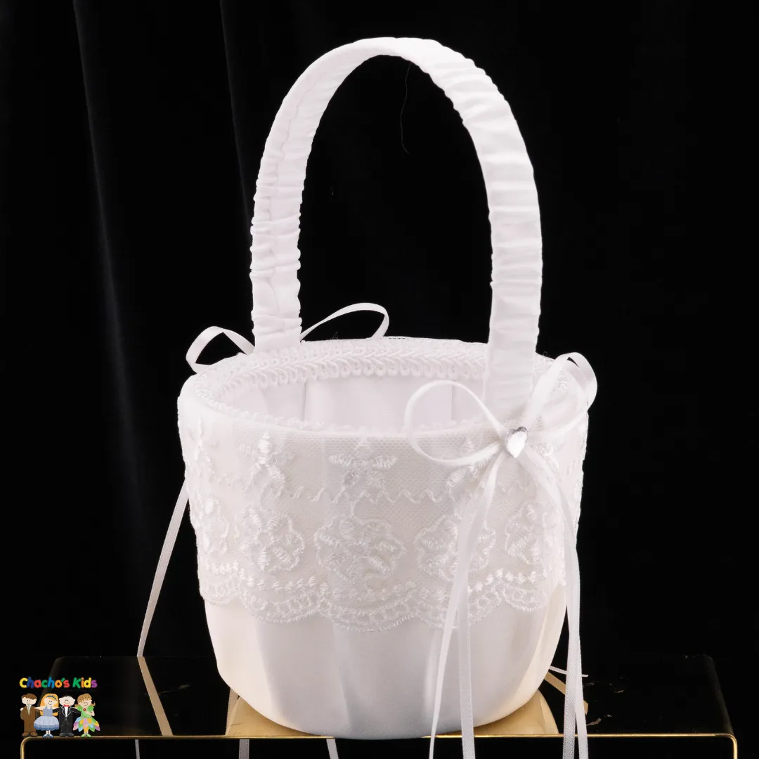 White Flower Girl Basket-508