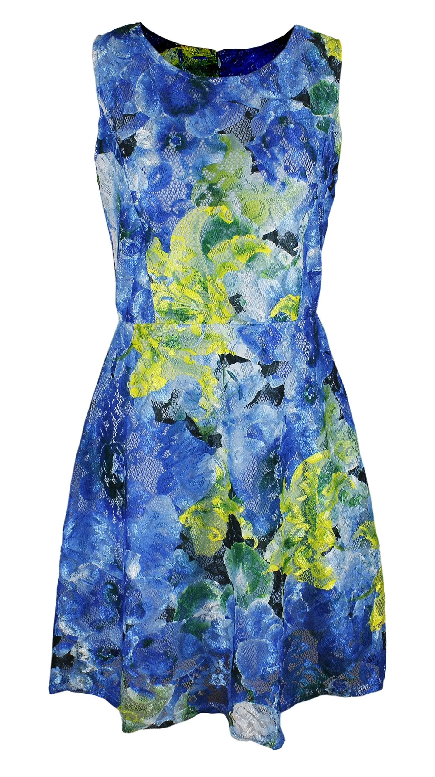 Women's Sleeveless Lace Floral Print Princess Seam Dress