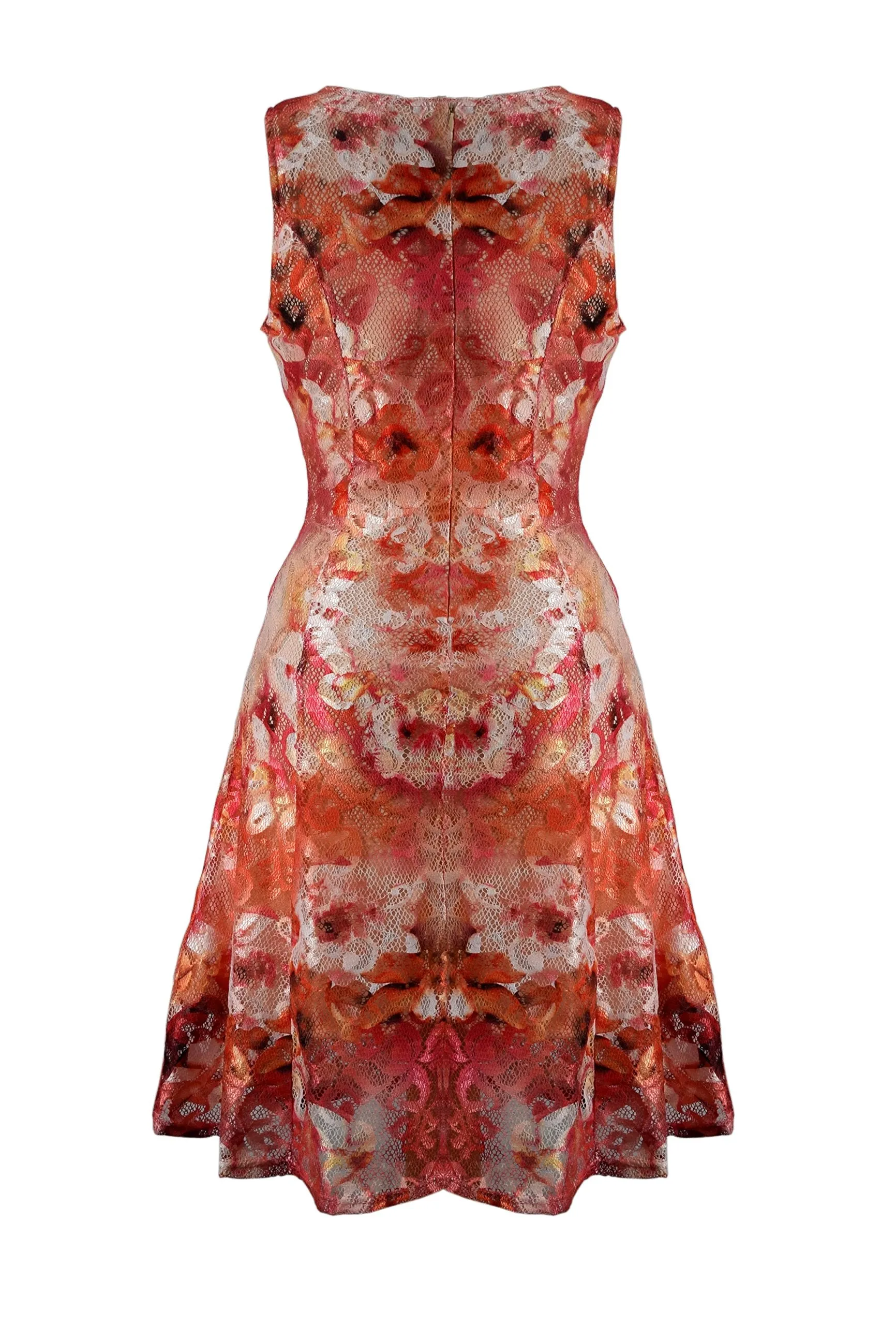 Women's Sleeveless Lace Floral Print Princess Seam Dress