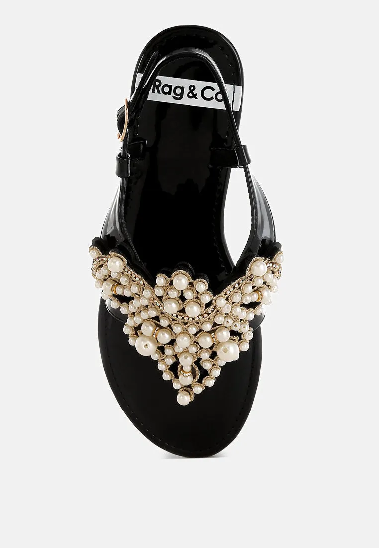 Zalata Pearl Studded Flats